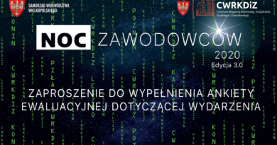 Zaproszenie do wypełnienia Ankiety ewaluacyjnej po wydarzeniu Noc Zawodowców 2020 Edycja 3.0 Wielkopolska w sieci zawodów