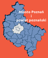 Mapa wielkopolski z miastem Poznań i powiatem poznańskim
